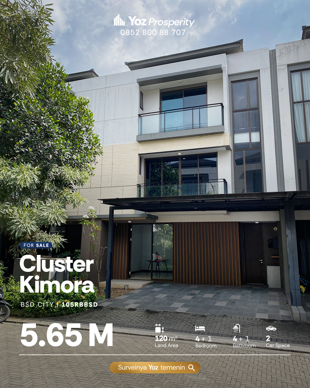 Rumah Premium 3 Lantai di Cluster Kimora Kawasan The Zora BSD City SATULISTING.com