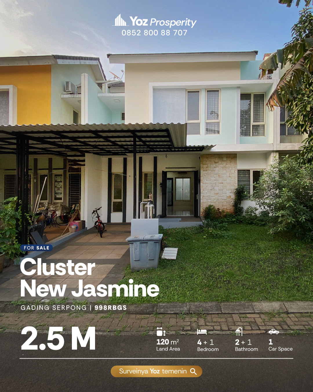 Rumah Cluster New Jasmine Dekat SMS Strategis di Gading Serpong SATULISTING.com