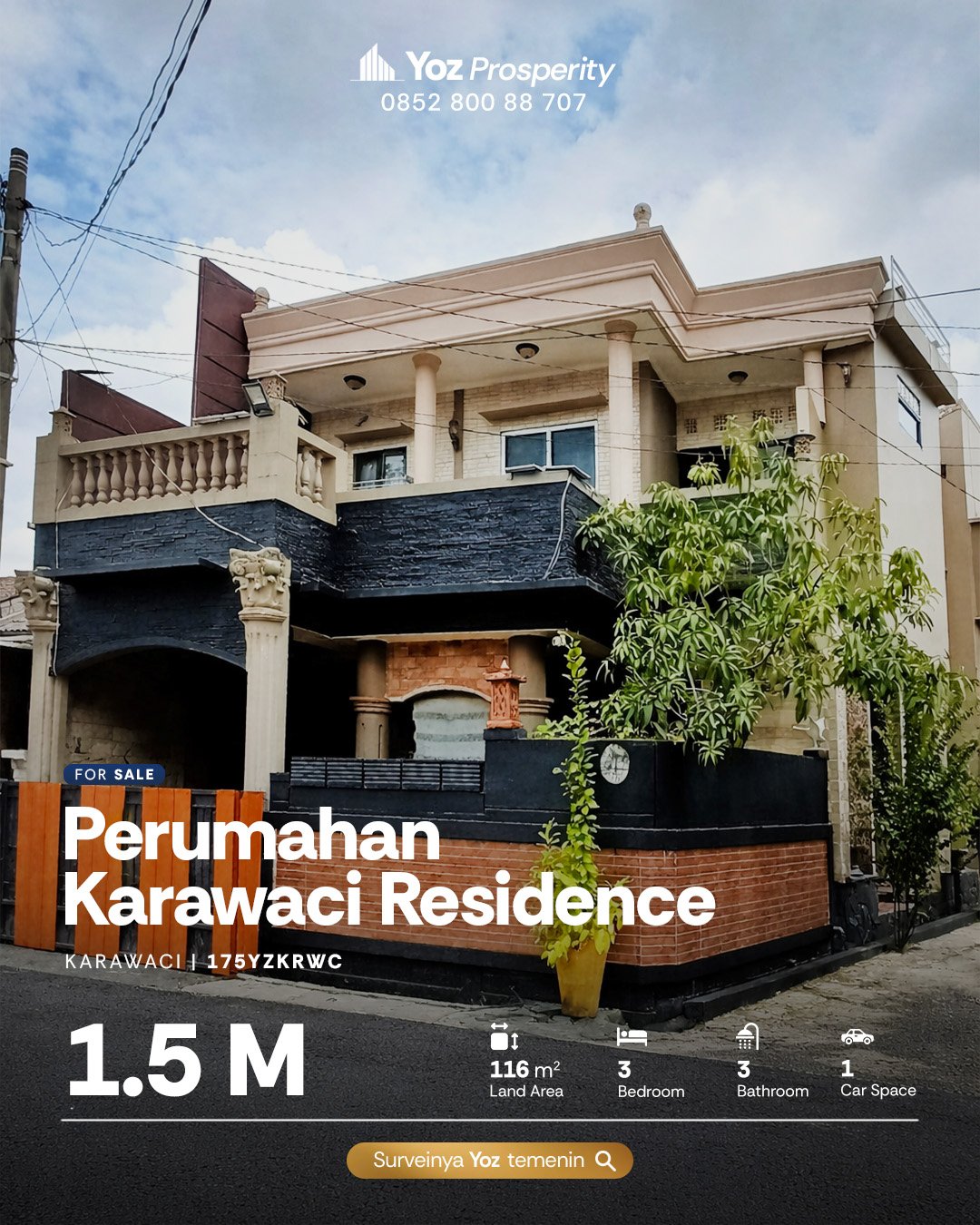 Rumah 3 kamar di Perumahan Karawaci Residence, Tangerang