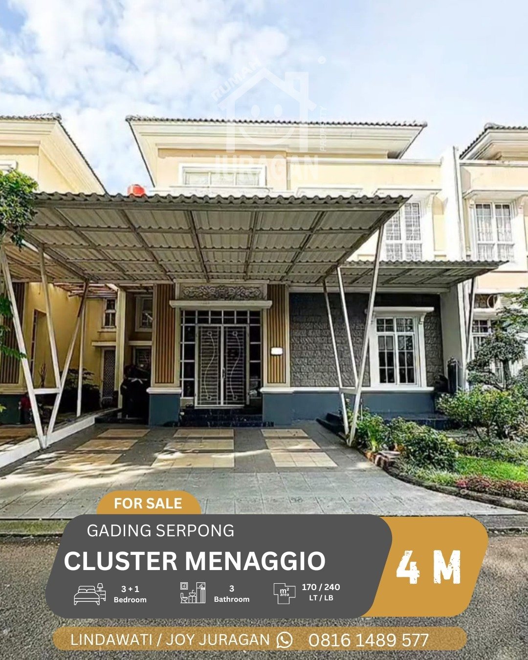 Rumah 3 kamar di Gading Serpong, Tangerang