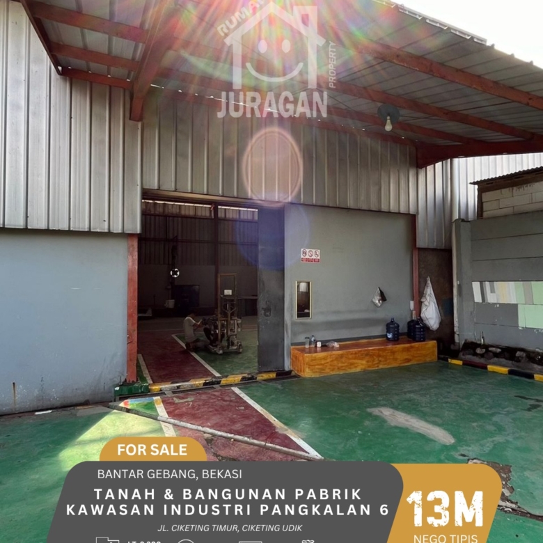 DIJUAL TANAH & BANGUNAN PABRIK KAWASAN INDUSTRI PANGKALAN 6, BEKASI