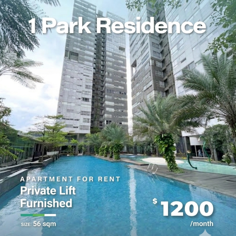 Disewakan apartemen 2+1 kamar furnished private lift 1 Park Residence