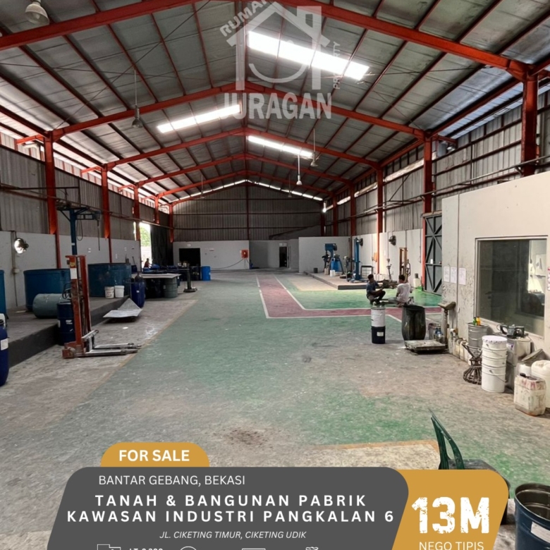 DIJUAL TANAH & BANGUNAN PABRIK KAWASAN INDUSTRI PANGKALAN 6, BEKASI
