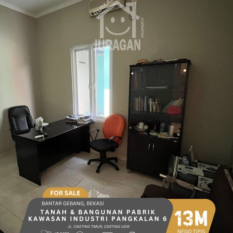 DIJUAL TANAH & BANGUNAN PABRIK KAWASAN INDUSTRI PANGKALAN 6, BEKASI