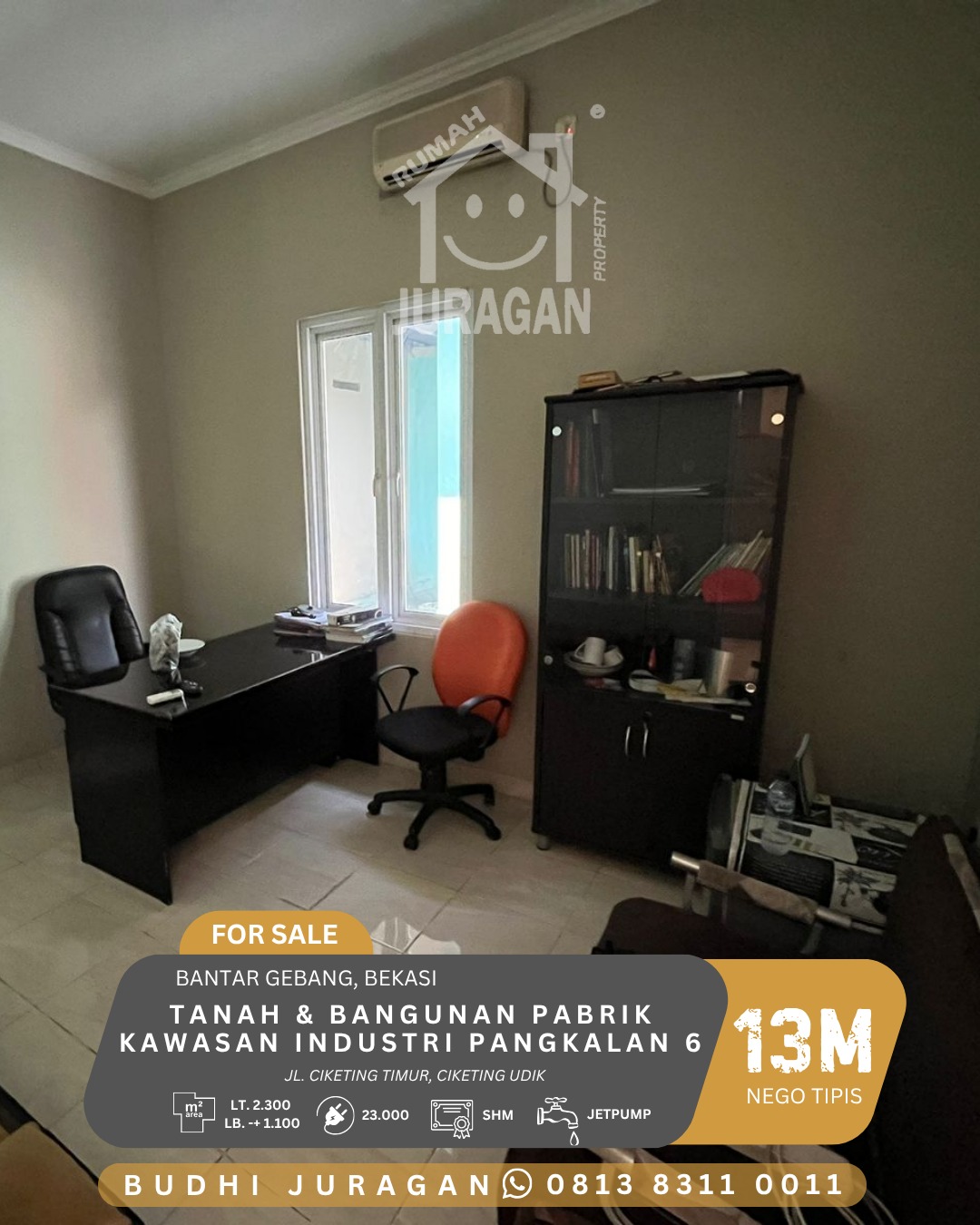 DIJUAL TANAH & BANGUNAN PABRIK KAWASAN INDUSTRI PANGKALAN 6, BEKASI