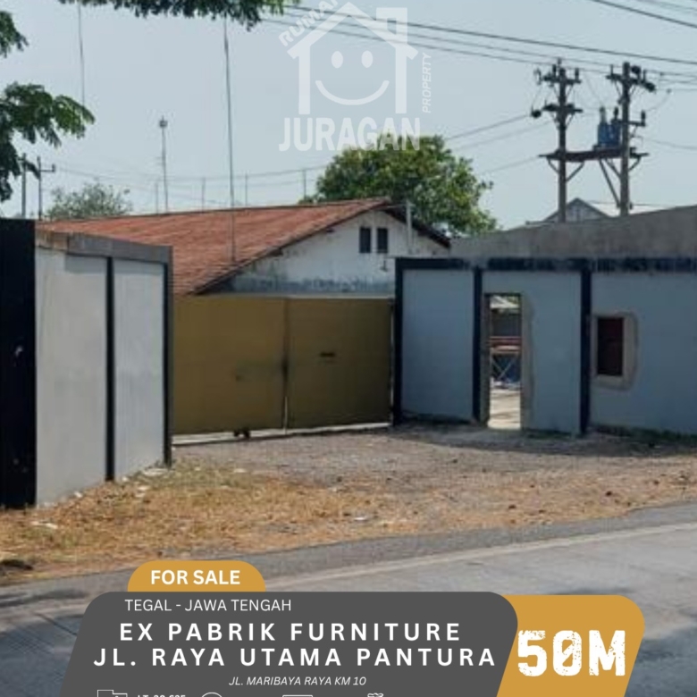 DIJUAL EX PABRIK FURNITURE JL. MARIBAYA RAYA KM.10 TEGAL, JAWA TENGAH