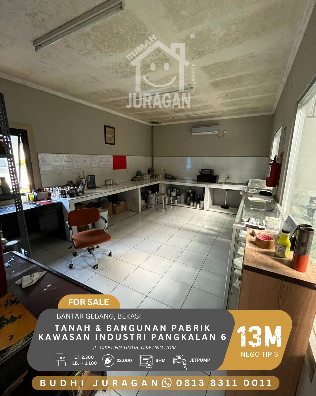DIJUAL TANAH & BANGUNAN PABRIK KAWASAN INDUSTRI PANGKALAN 6, BEKASI