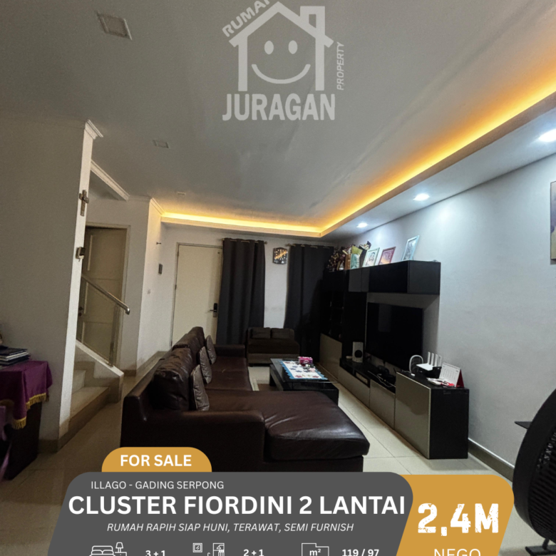 DIJUAL CLUSTER FIORDINI 2 LANTAI GADING SERPONG