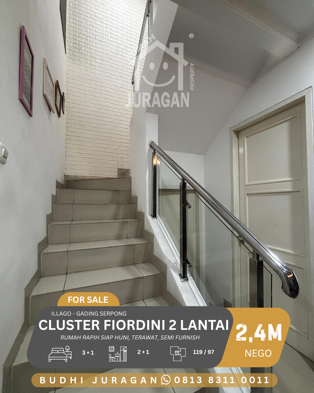 DIJUAL CLUSTER FIORDINI 2 LANTAI GADING SERPONG