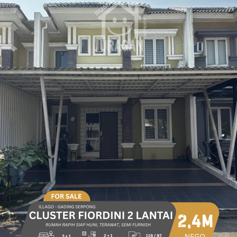 DIJUAL CLUSTER FIORDINI 2 LANTAI GADING SERPONG