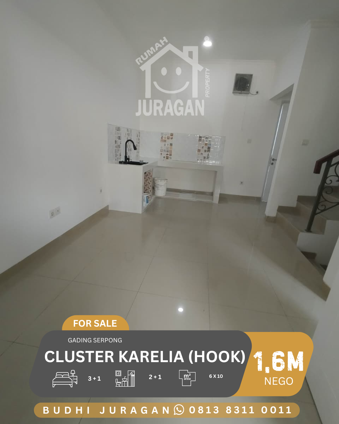 DIJUAL RUMAH CLUSTER KARELIA HOOK GADING SERPONG