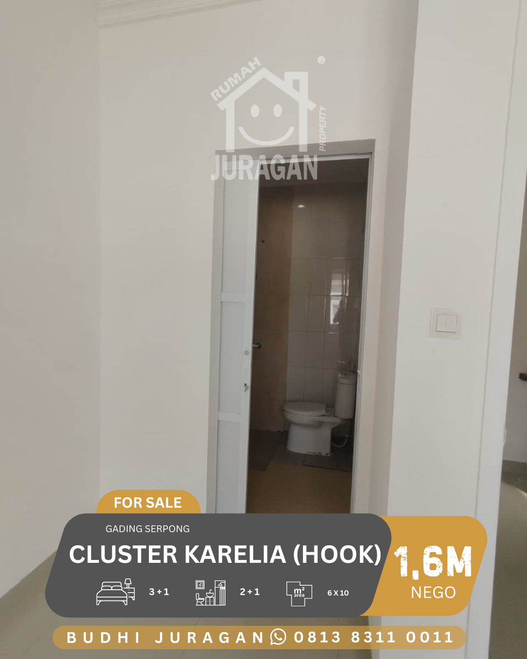 DIJUAL RUMAH CLUSTER KARELIA HOOK GADING SERPONG