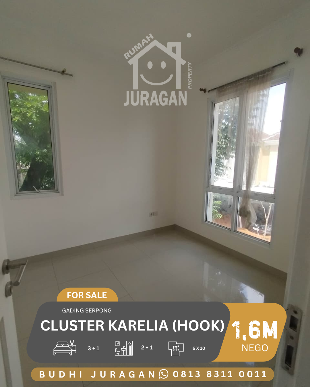 DIJUAL RUMAH CLUSTER KARELIA HOOK GADING SERPONG