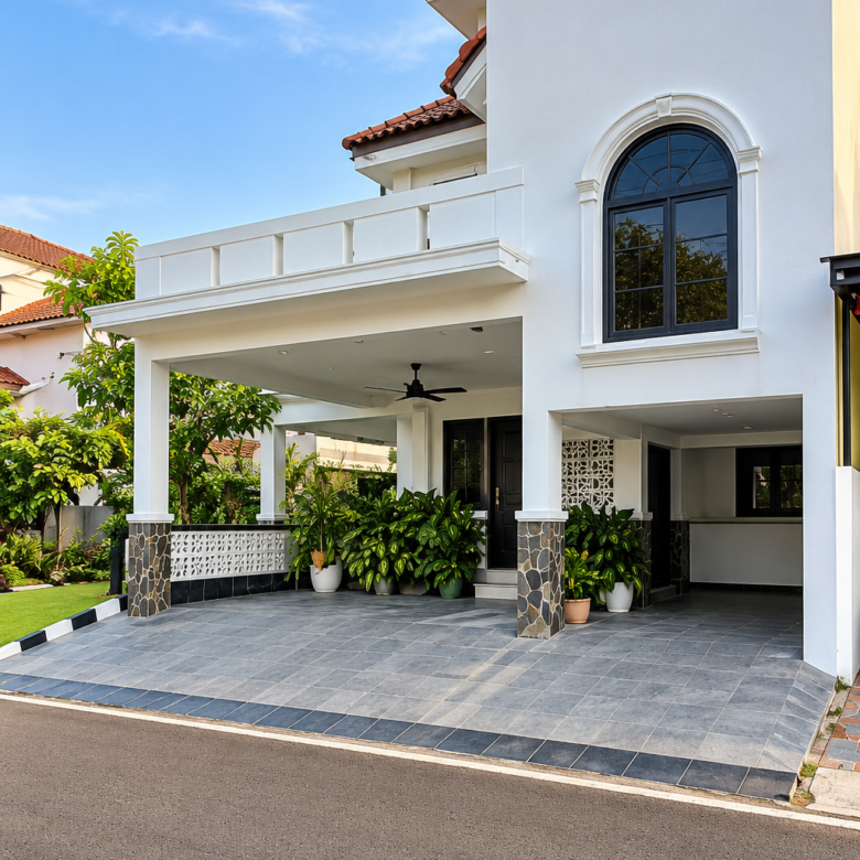 Rumah huk Timur Utara cantik 2 lantai furnished di Mediterania Regency